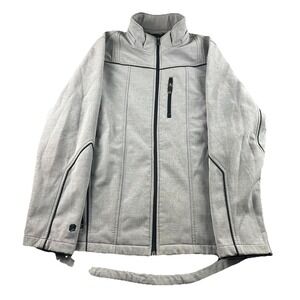 Buckle BKE Sport Jacket Mens L GRAY Crosshatch Softshell Full Zip Fleece Lined